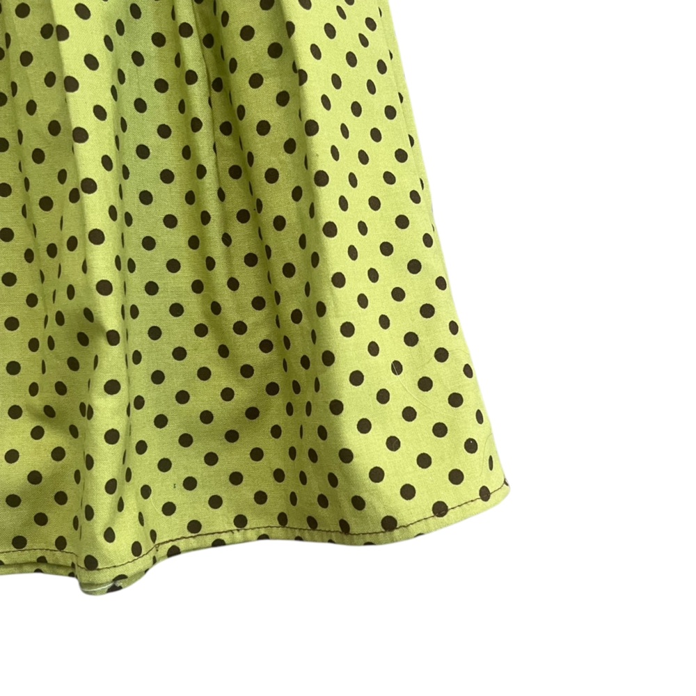 Bebop & Wally NYC - Polka Dot Pleated Cotton Skater Skirt Green & Brown - Medium - Picture 2 of 6